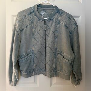 Pilcro Anthropologie Knit Terry/Quilted Bomber in Rustic Blue, XS